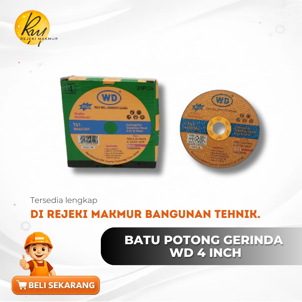 Batu Potong Gerinda Asli Original WD 4" Per DUS/KARTON isi 600 pcs