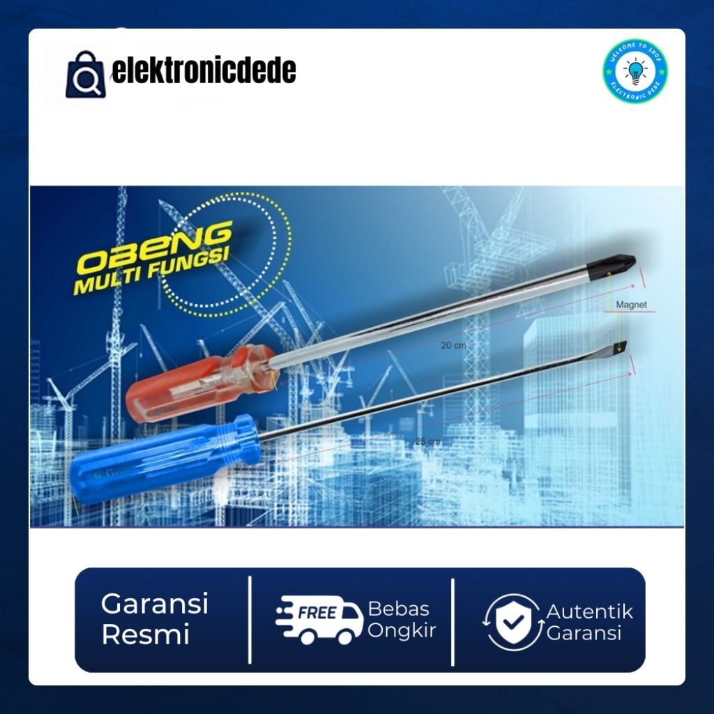 Obeng- obeng radio lurus magnet ukuran 150mm,200mm,250mm,300mm,