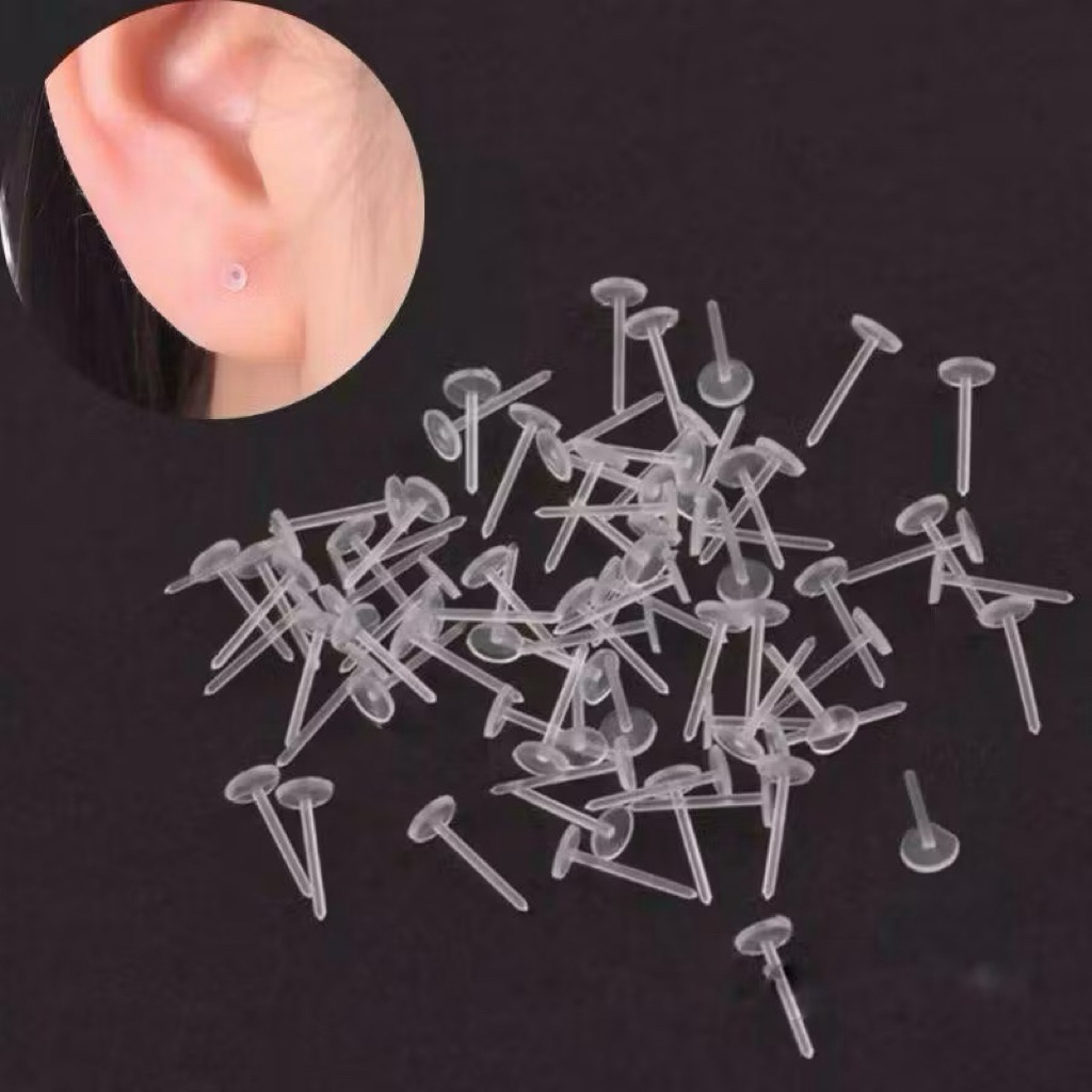 Anting Tusuk Plastik & Stopper Penutup Karet Belakang