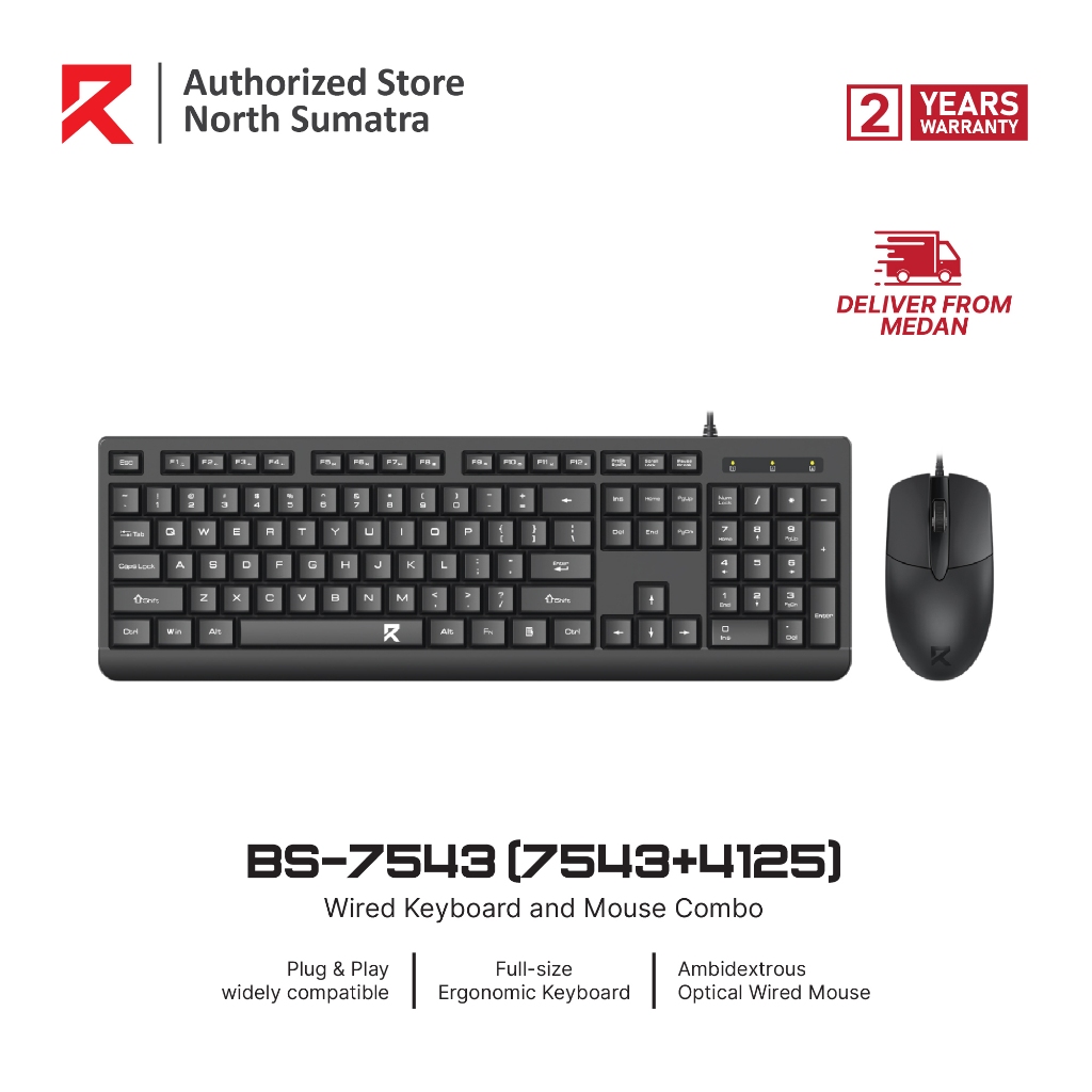Redragon BS-7543 Wired Membrane keyboard & mouse Office Combo