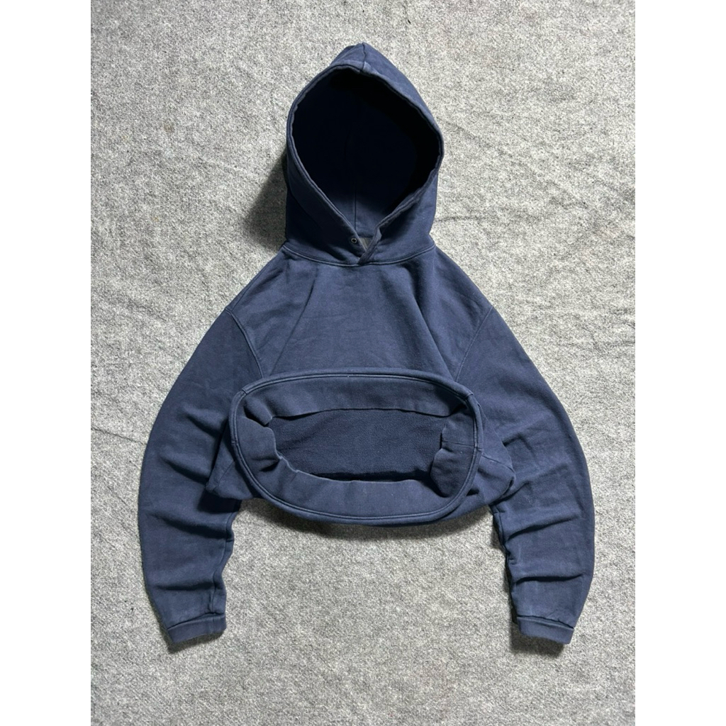 heavy weight blank hoodie navy faded