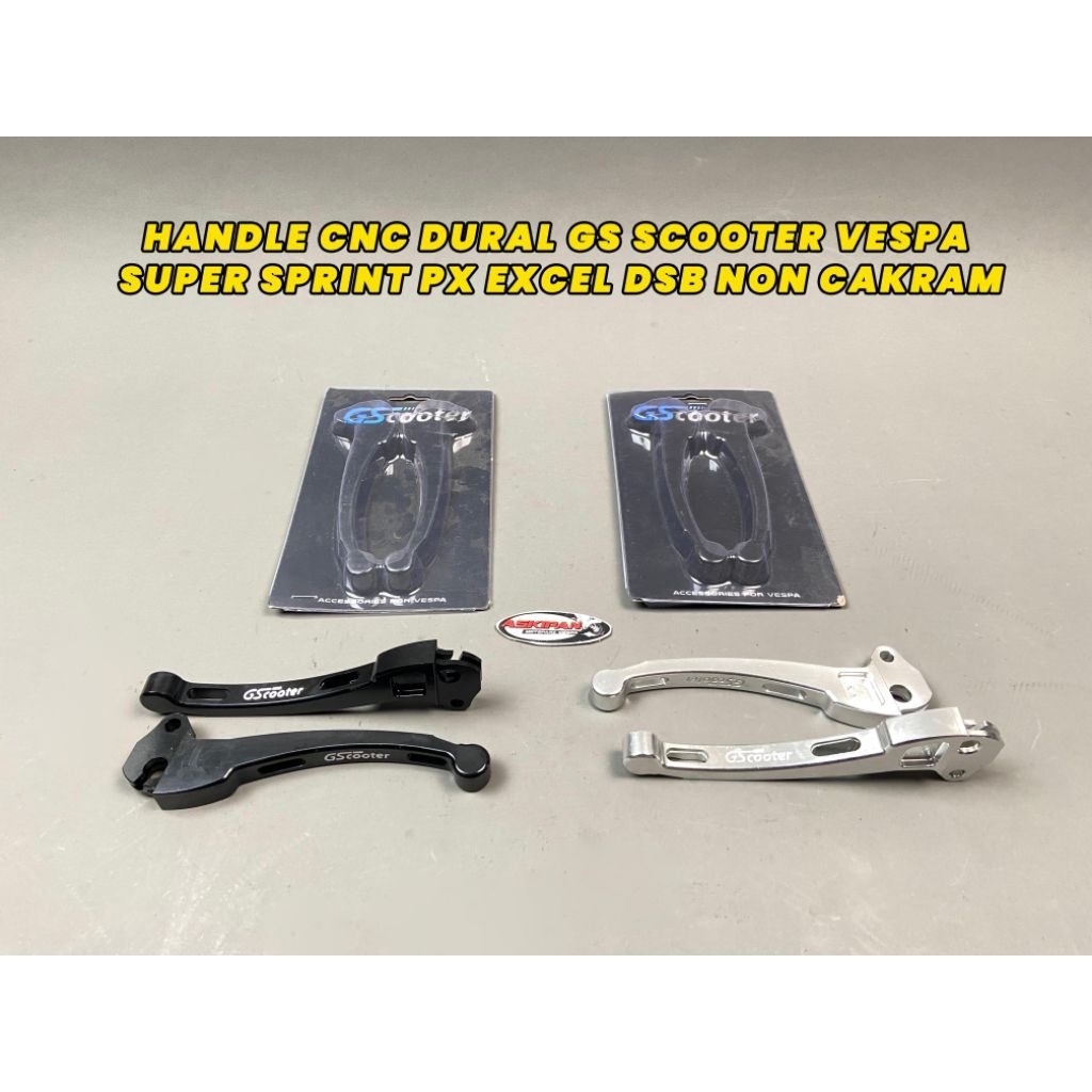 HANDLE HANDEL CNC DURAL GS SCOOTER VESPA SUPER SPRINT PX EXCEL DSB NON CAKRAM HITAM & POLISH. 
BAHAN