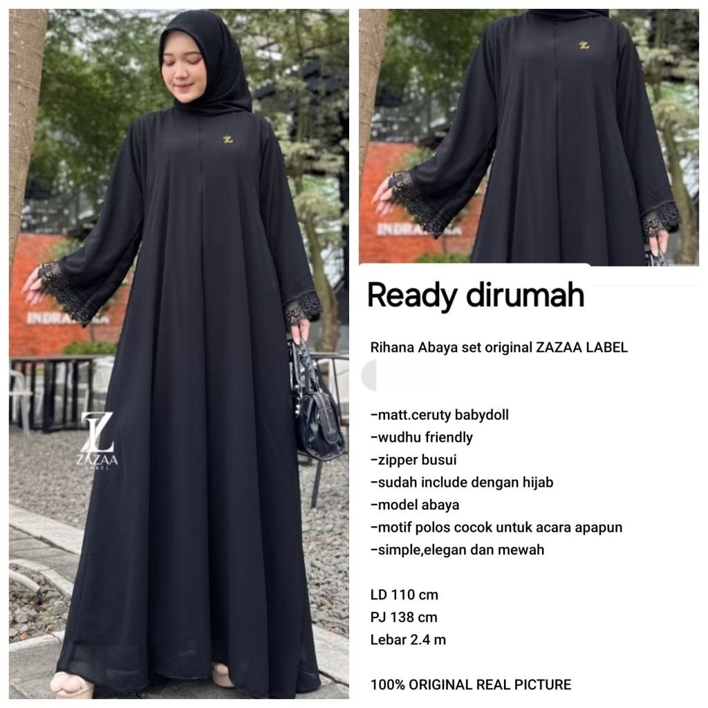 Rihana abaya set hijab segiempat by zazaa label
