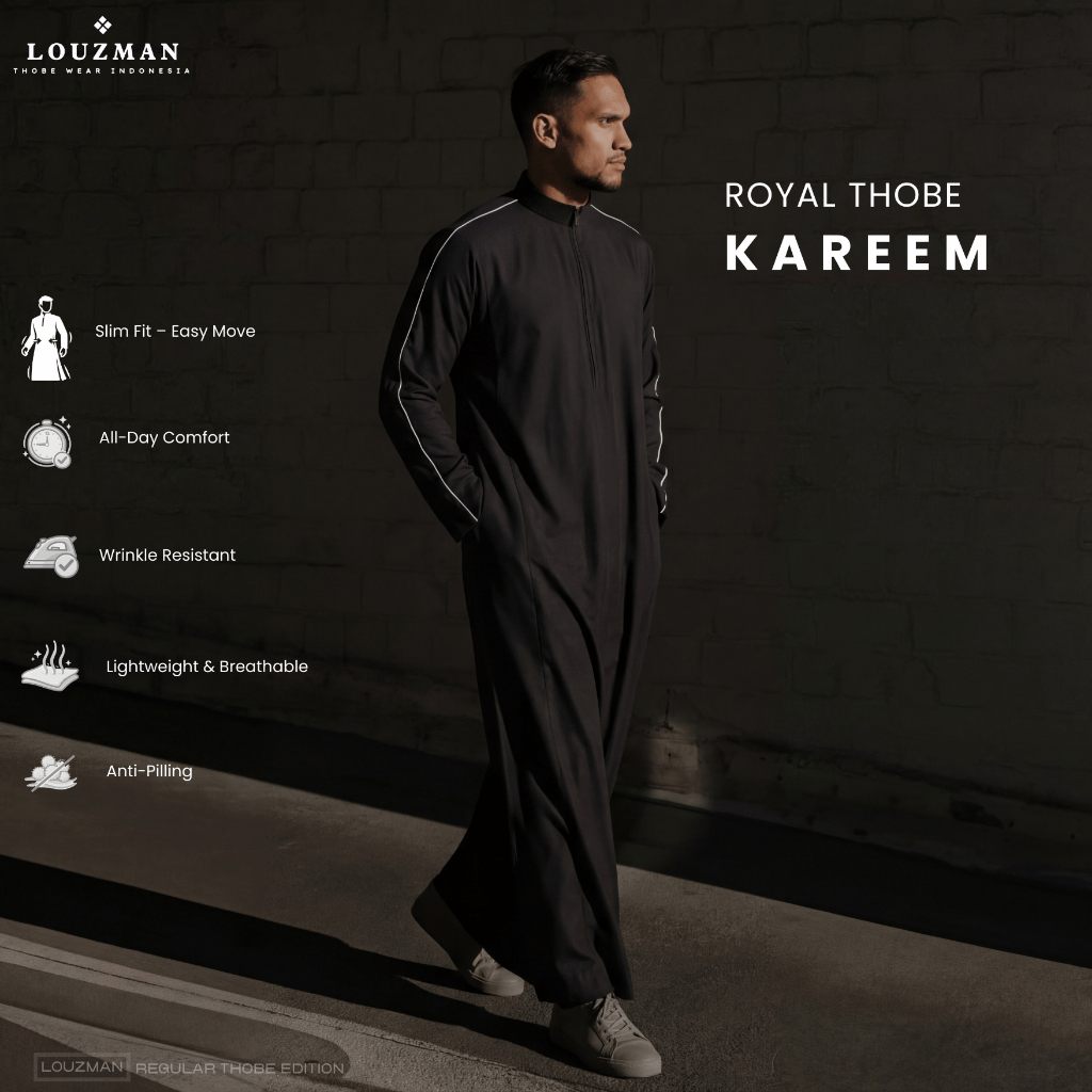 Louzman Royal Thobe Kareem Reflective Jubah Gamis Slimfit Premium Series