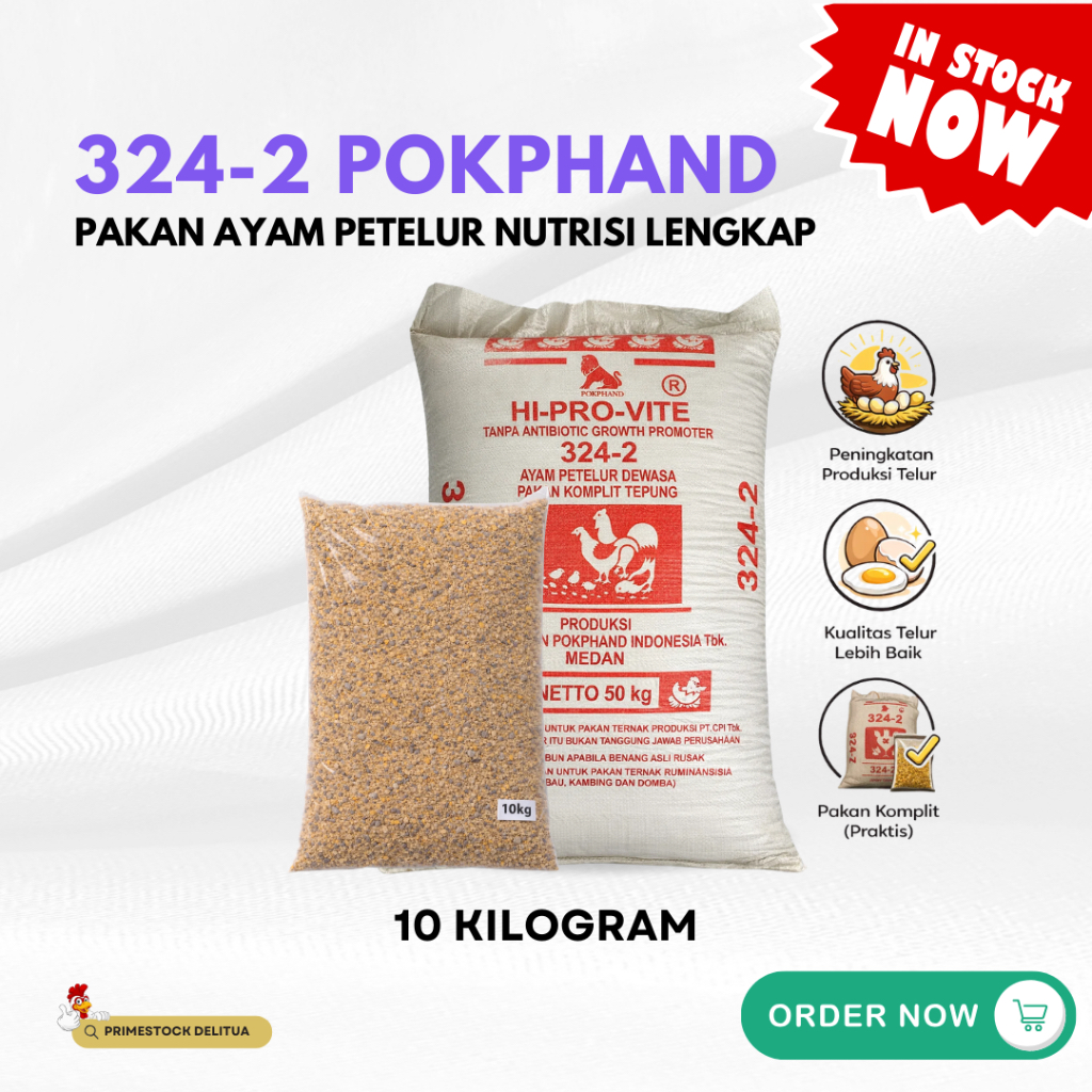 Pakan Ayam Petelur 324-2 Pokphand Paket Hemat 10 Kilogram Repack – Pakan Ayam Petelur