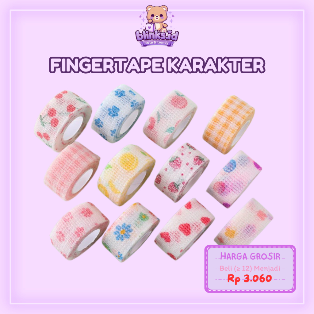 Fingertape Karakter Lucu Banyak Karakter Protective Tape Plester Jari Perban Pelindung Jari Saat Men