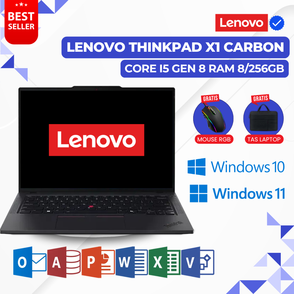 Laptop Lenovo Thinkpad X1 Carbon Core i5 Gen 8 Ram 8/256GB - Laptop Thinkpad Second Murah