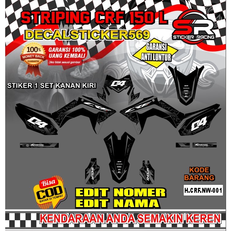 STIKER MOTOR CRF STRIPING CRF 150 L DESIGN KEREN TERBARU KODE H.CRF.NW-55