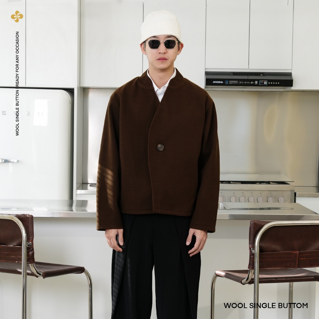 Single Button Wool Fiber Jacket