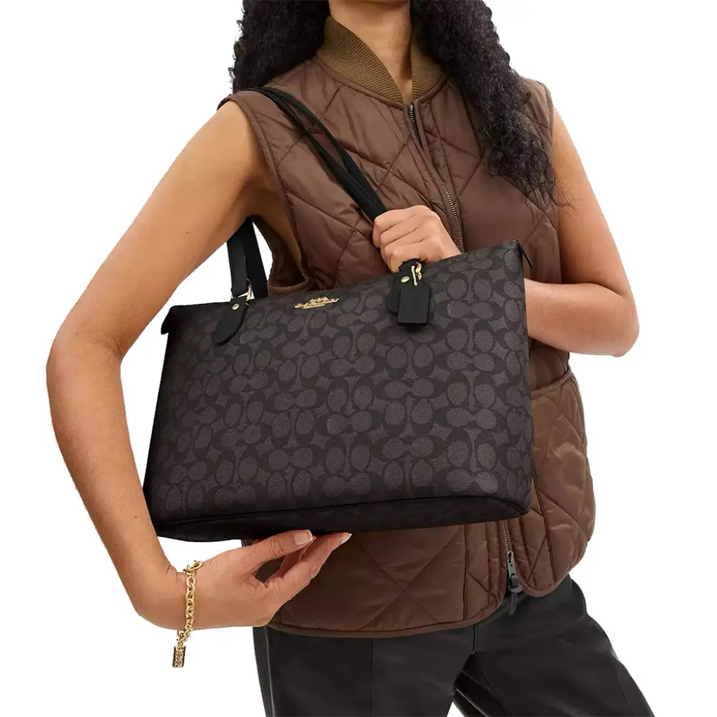 Tas Wanita Coach Gallery Canvas Totebag Walnut Black