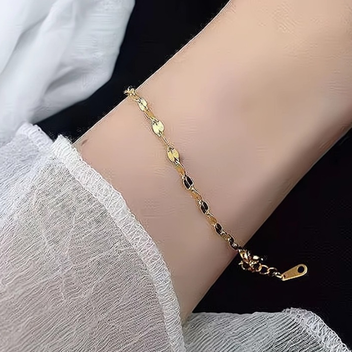 Gelang Tangan Wanita Gelang Kecil Tipis Mirip Gelang Emas Asli - Gelang Cewek Estetik Anti Karat S14