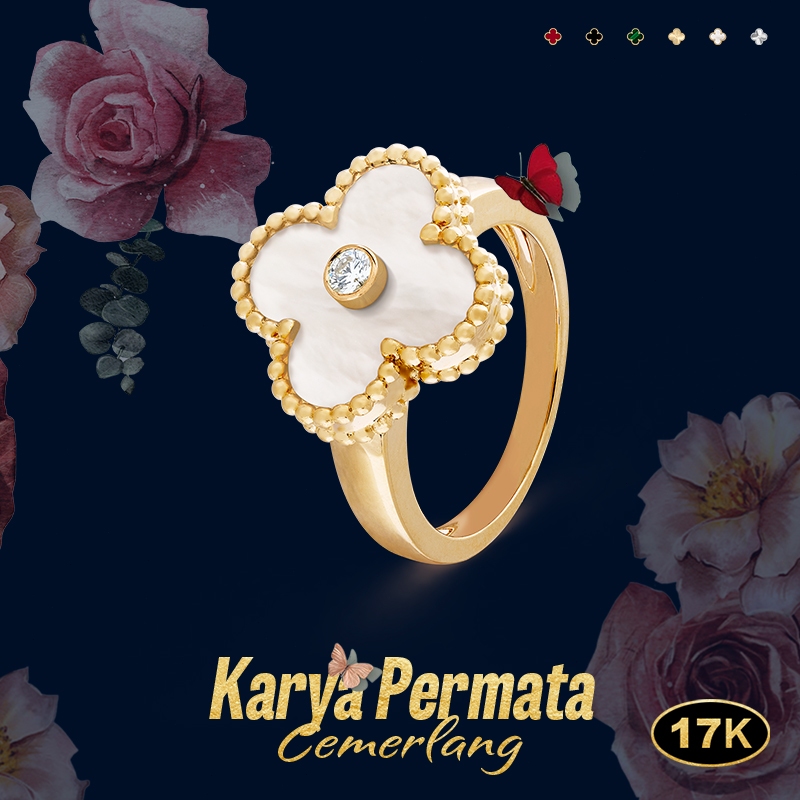 Cincin emas putih 17K, cincin wanita, cincin kawin, cincin pasangan.