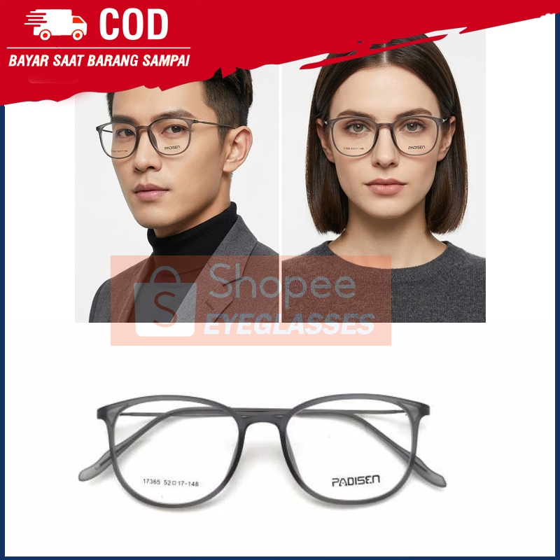Frame Kacamata lentur ringan pria wanita PADISEN 17365 minus baca antiradiasi photochromic bluechrom
