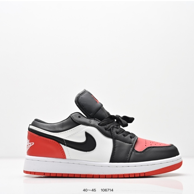Sepatu Air Jordan 1 Low Hitam Putih Merah Pria Wanita Premium Anti Slip