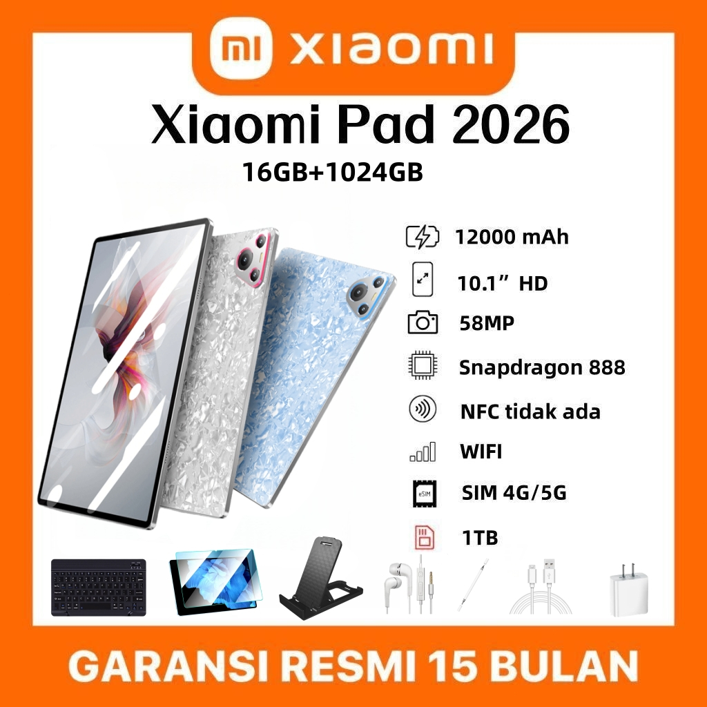 Tablet Xiaomi 5G Snapdragon 888 16GB+1TB | 10.1" 120Hz OLED FullView | Murah Spek Tinggi | Gaming Be