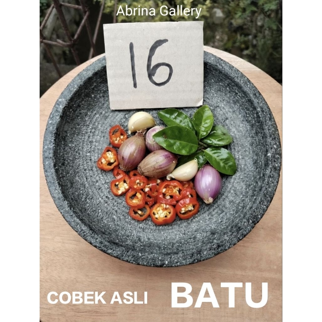 Cobek Batu Andesit Asli 16cm - Anti Karat, Anti Jamur, Kuat, Anti Luntur, dan Tahan Lama
