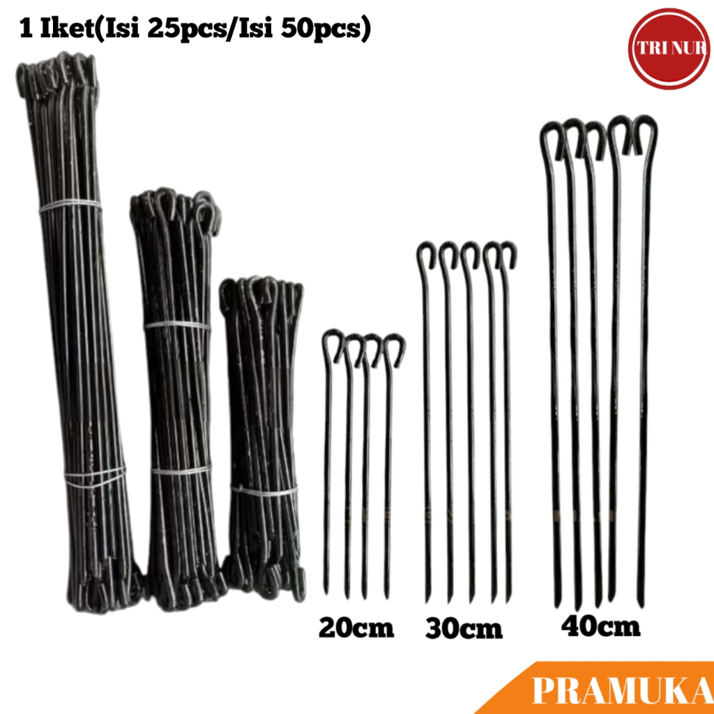 1Ikat Pasak Tenda Besi / Pasak Tenda Camping Besi / Patok Tenda Pramuka 20cm 30cm 40cm