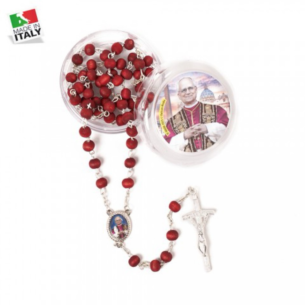 Rosario Kayu Wangi Merah Paus Leo Made in Italy