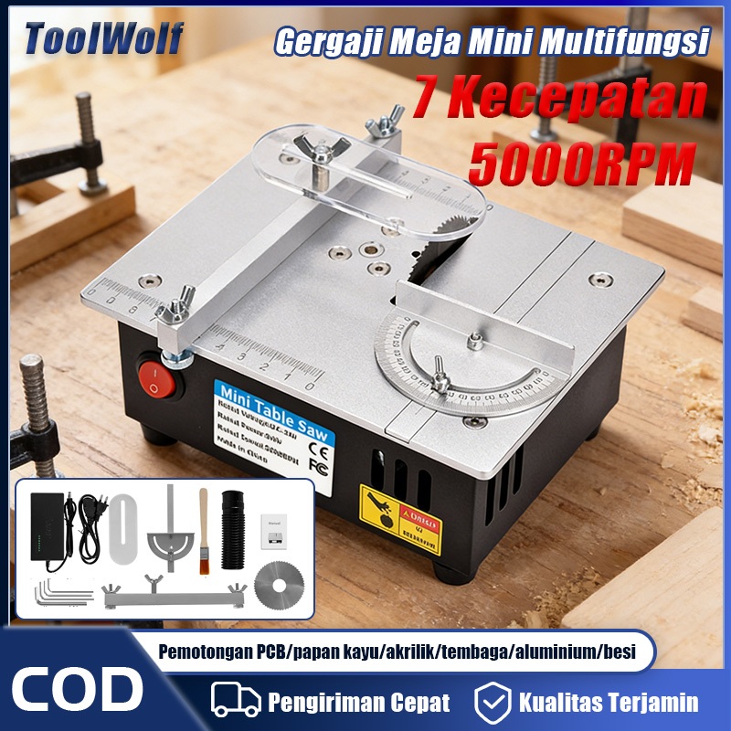ToolWolf Gergaji Meja Mini Multifungsi Desktop Gergaji Portable 7 Kecepatan Listrik Kecil Presisi Di