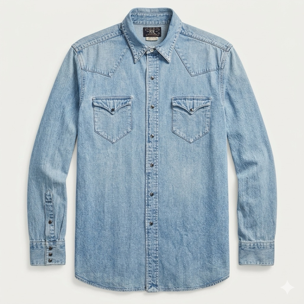 Vintage RRL / Double RL / Ralph Ralph Lauren - Western Denim Shirt - Washed Indigo - Size L