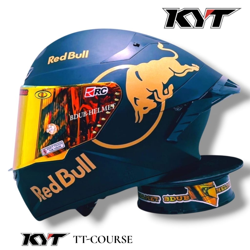 Helm full face kyt tt course Black dof Redbull paket ganteng 100% original kyt baru