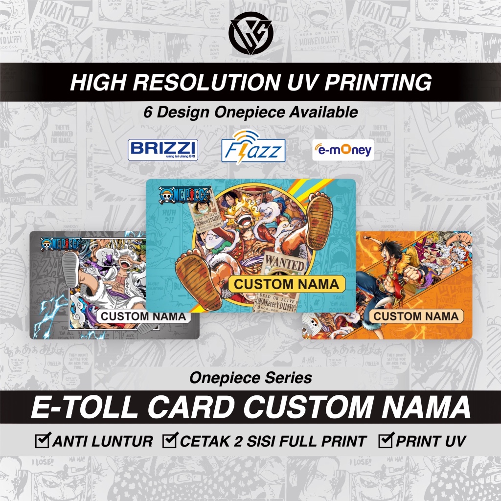 E-MONEY / FLAZZ / BRIZZI Custom Nama Kartu Support NFC Card E-Toll - One Piece Series