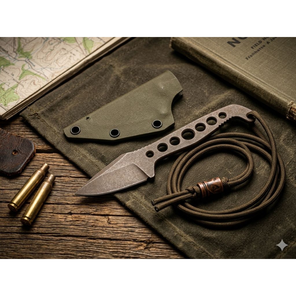 sleipner A88 pisau neck knife Fulltang powder coating Tahan karat / pisau seset sleipner a88