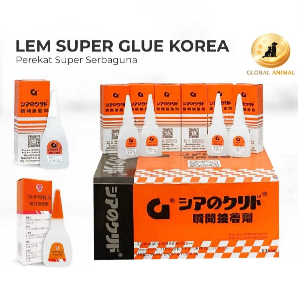 LEM KOREA 1 DUS ISI 50 BIJI lem power glue perekat super rekat serbaguna lem tetes cair epotec