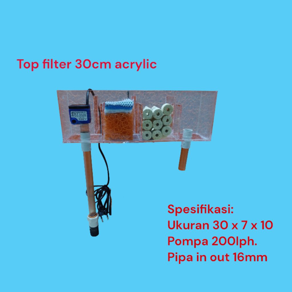 top filter mini 30cm acrylic. filter aquarium.filter talang