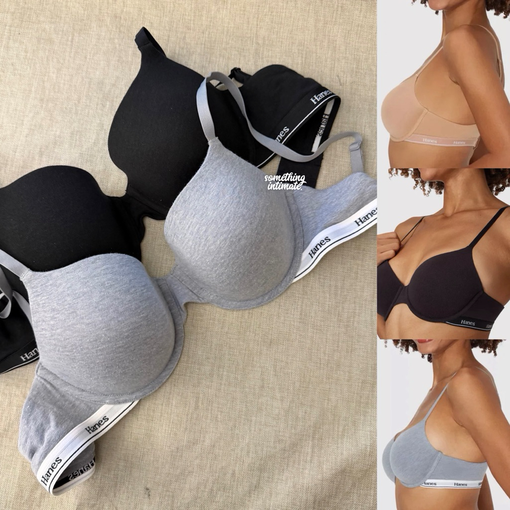 Hanes Demi Tshirt Padded Organic Cotton Bra / Lightly Padded Push up Underwired BH Katun Wired Tanpa