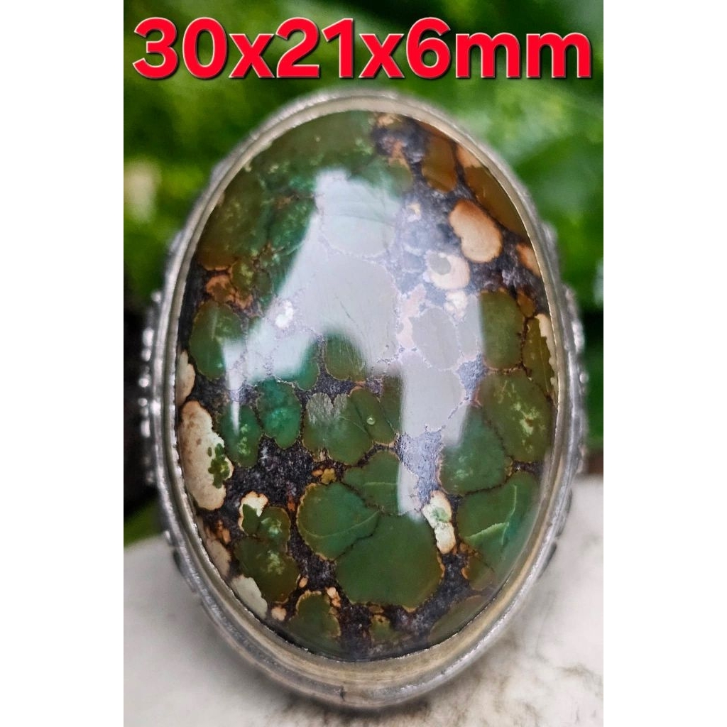 Cincin Batu Pirus Hubei Alami Hijau Dondong