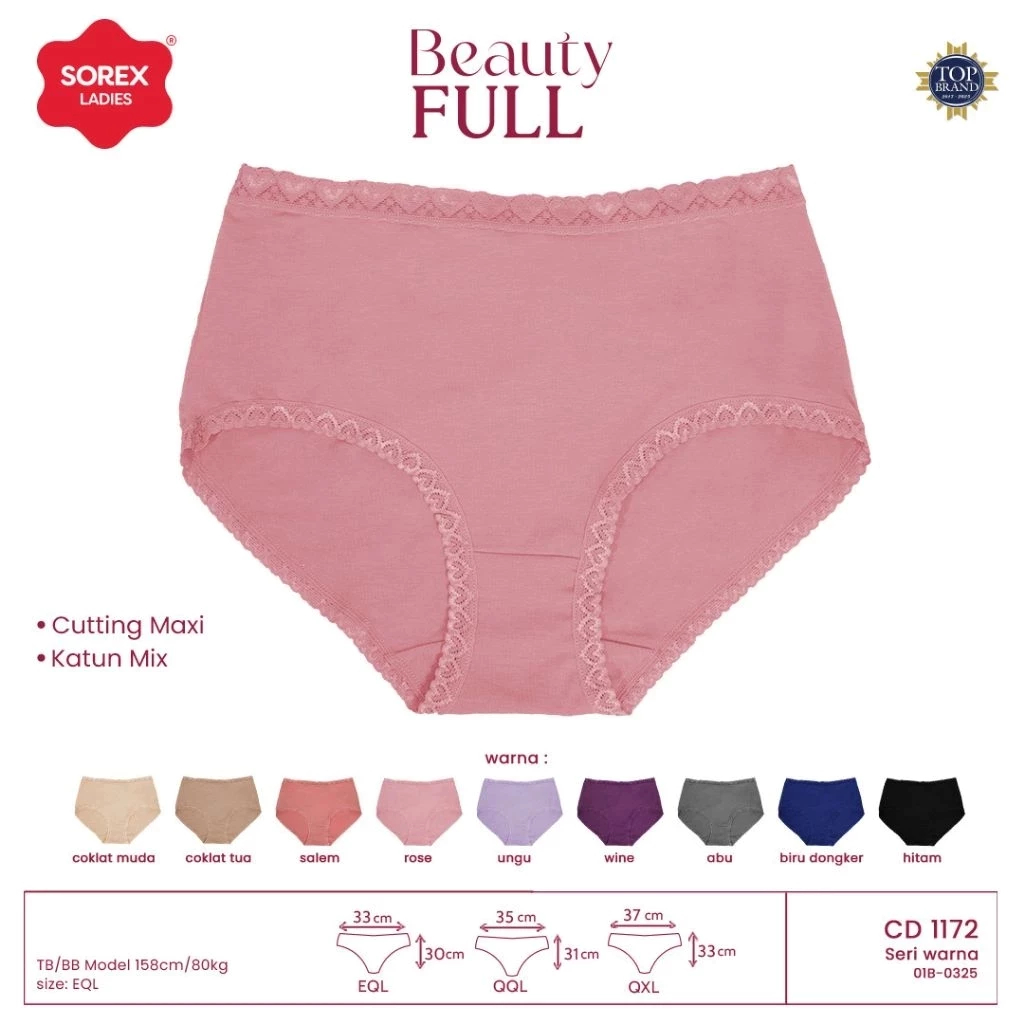 (2 & 3pcs) Cd Wanita Sorex 1172 Jumbo Katun Karet Renda | Cd Basic |jyty