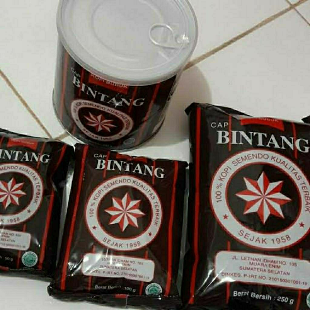 Kopi Bubuk Hitam Cap Bintang Asli Semendo Kemasan 200 Gram Untuk Takaran 35 Gelas