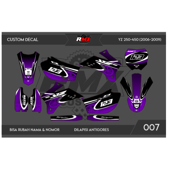 DECAL STICKER YZ 250 F 2006 (007) DEKAL STIKER YZ 250F 450 450F FULLBODY 2007 2008 2009 HITAM MERAH,