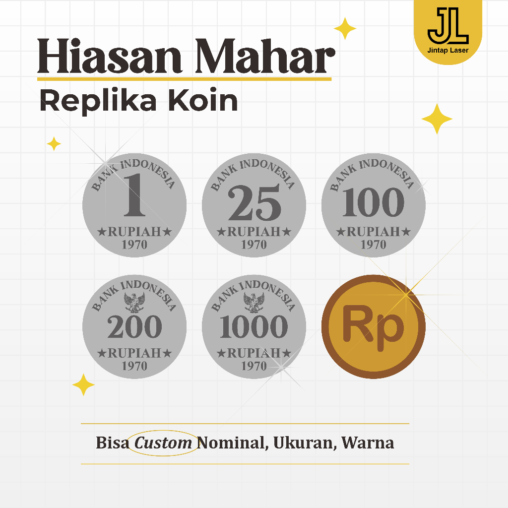 Uang Koin Kuno 22 Rupiah Bahan Mahar Akrilik Silver/Perak