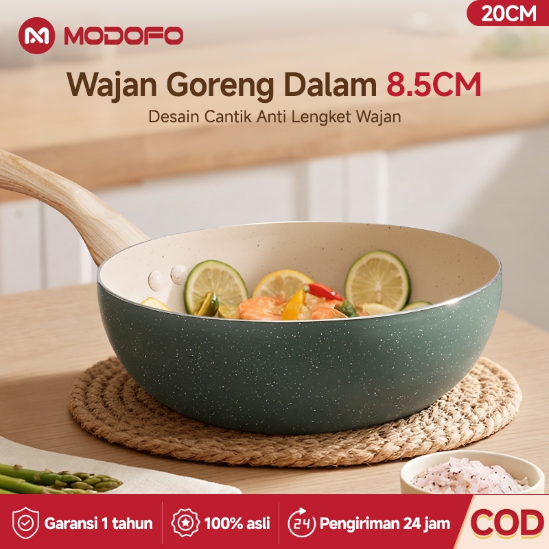 [ COD ] MODOFO Panci Granite Anti Lengket Teflon Anti Lengke Wajan Anti Lengket 20cm Wajan Penggoren