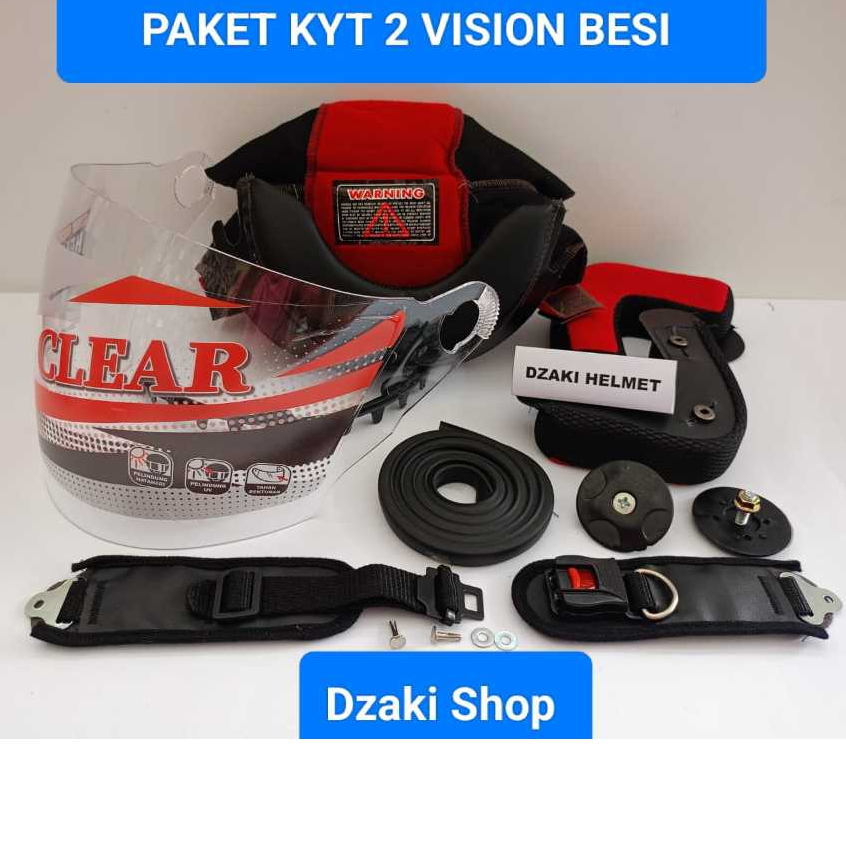 PAKET SPAREPART HELM KYT 2VISION KANCING BESI. BUSA HELM + KACA HELM + TALI HELM + LIS KARET + KNOP 
