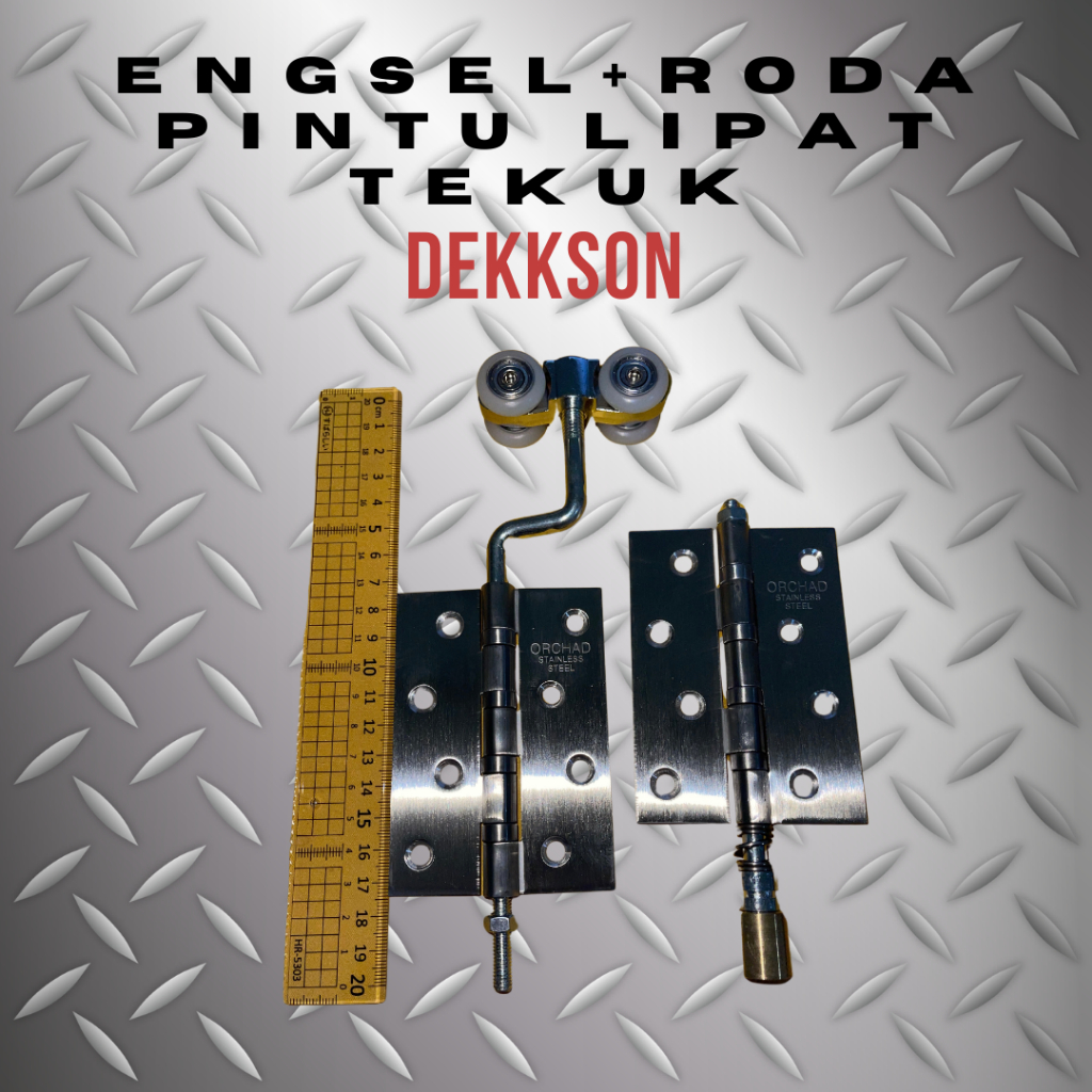 DEKSON Roda + Engsel Atas Bawah Pintu Lipat Model Tekuk