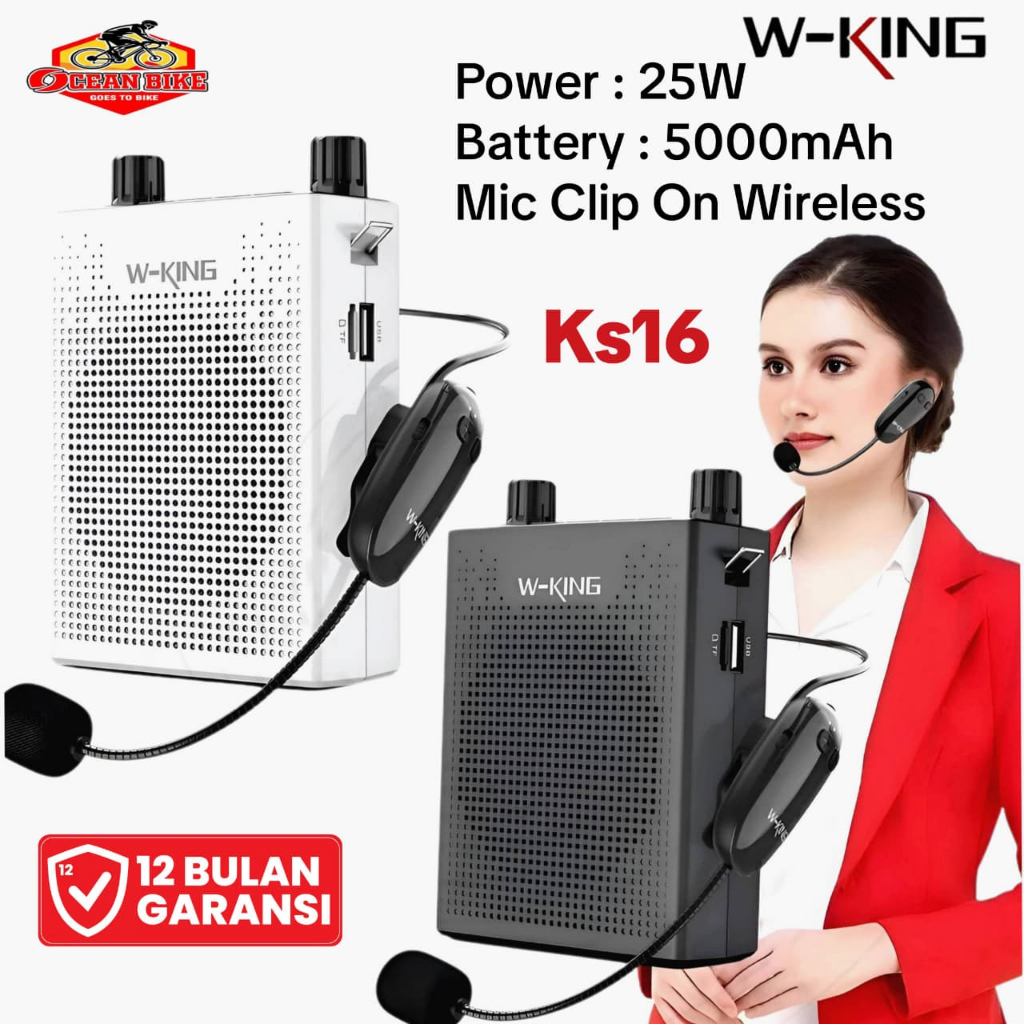 WKING Speaker Bluetooth Pinggang Pengeras Suara Mic Clip On Wireless KS16 Tour Guide Guru Seminar