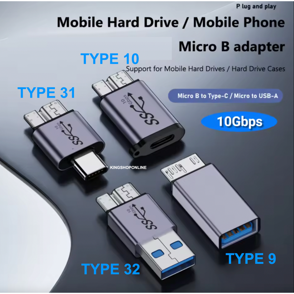 Micro B to USB C - USB-A/Type-C To Micro B HDD Adapter USB3.1 Gen2 Type C Female To Micro B male Dat