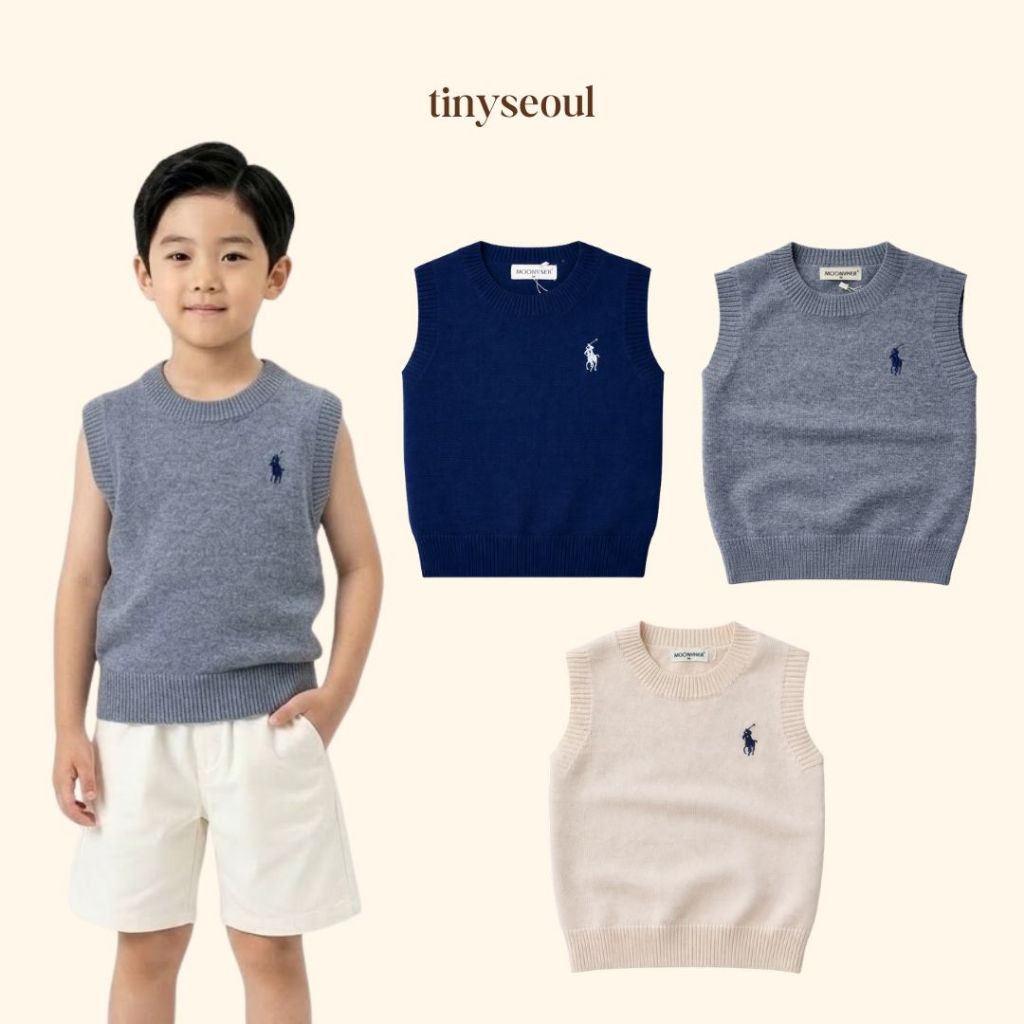 TINY SEOUL VEST RAJUT ANAK PREMIUM - FABIEN VEST - Rompi Knit Premium - Rompi Rajut Anak Perempuan L