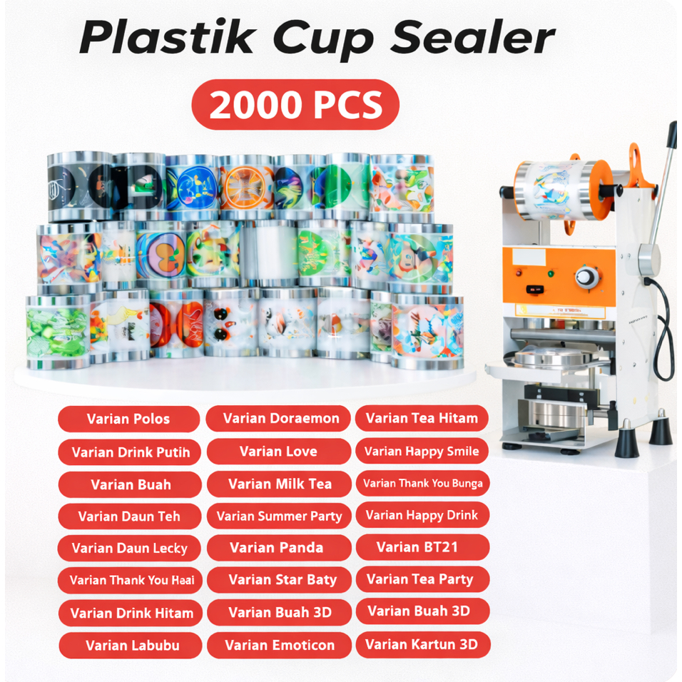 Segel Gelas Cup Sealer Tebal Anti Bocor | Tutup Plastik Lid Cup | Isi 2000 pcs