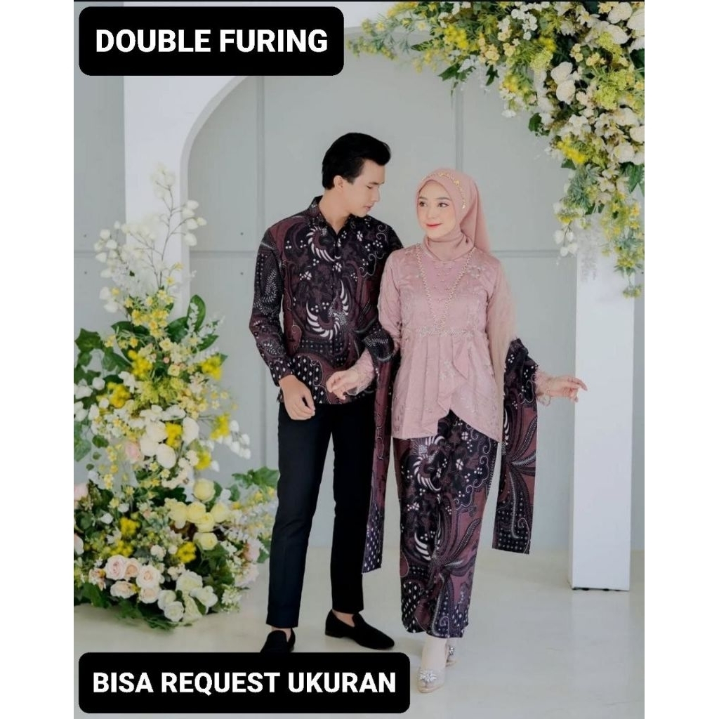 KEMEJA & ROK DOUBLE FURING PREMIUM / BAJU SERAGAM BATIK COUPLE PASANGAN SARIMBIT KELUARGA CUSTOM ANA