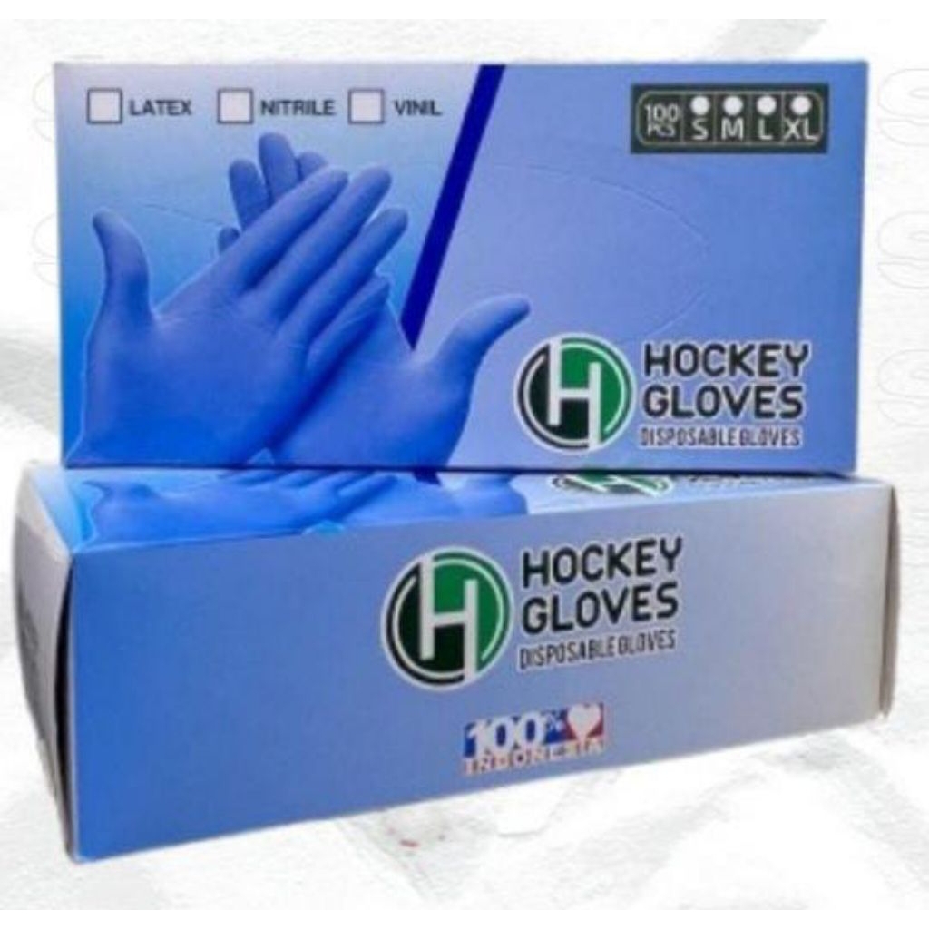 Disposable Gloves Hockey Free Powder Sarung Tangan Karet serbaguna / Handscoon Latex / Hand Gloves L
