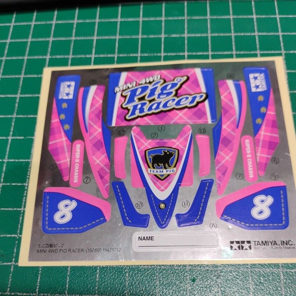 sticker decal Tamiya astute pig babi pink racer original