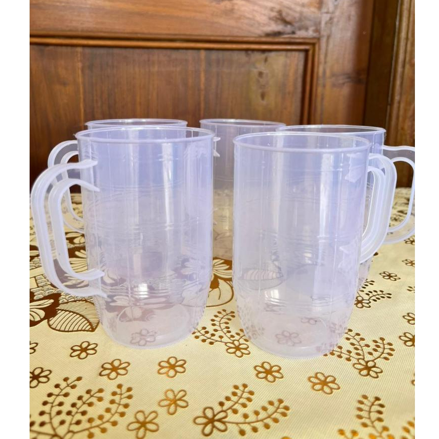 [DAPAT 12 PCS] Gelas Cangkir Mug Transparan / Gelas Cangkir Mug Bening / Gelas Cangkir Mug Plastik /