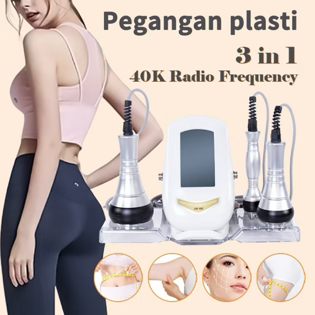 3 in 1 RF 40K Slimming Machine Radio Frequency Ultrasound 40k Cavitation Wajah Badan Burn Fat Pelang