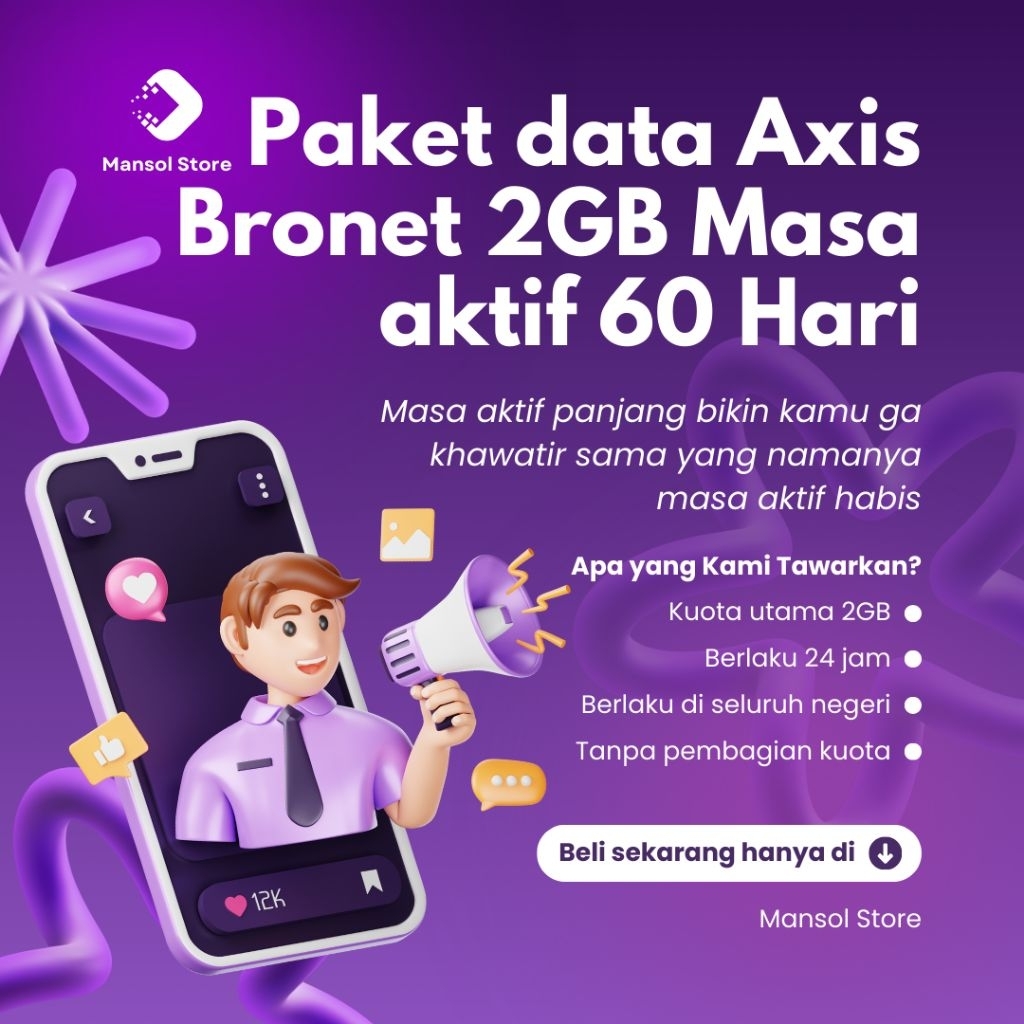 Voucher Paket Data Axis 2GB 60Hari / Kuota internet Axis