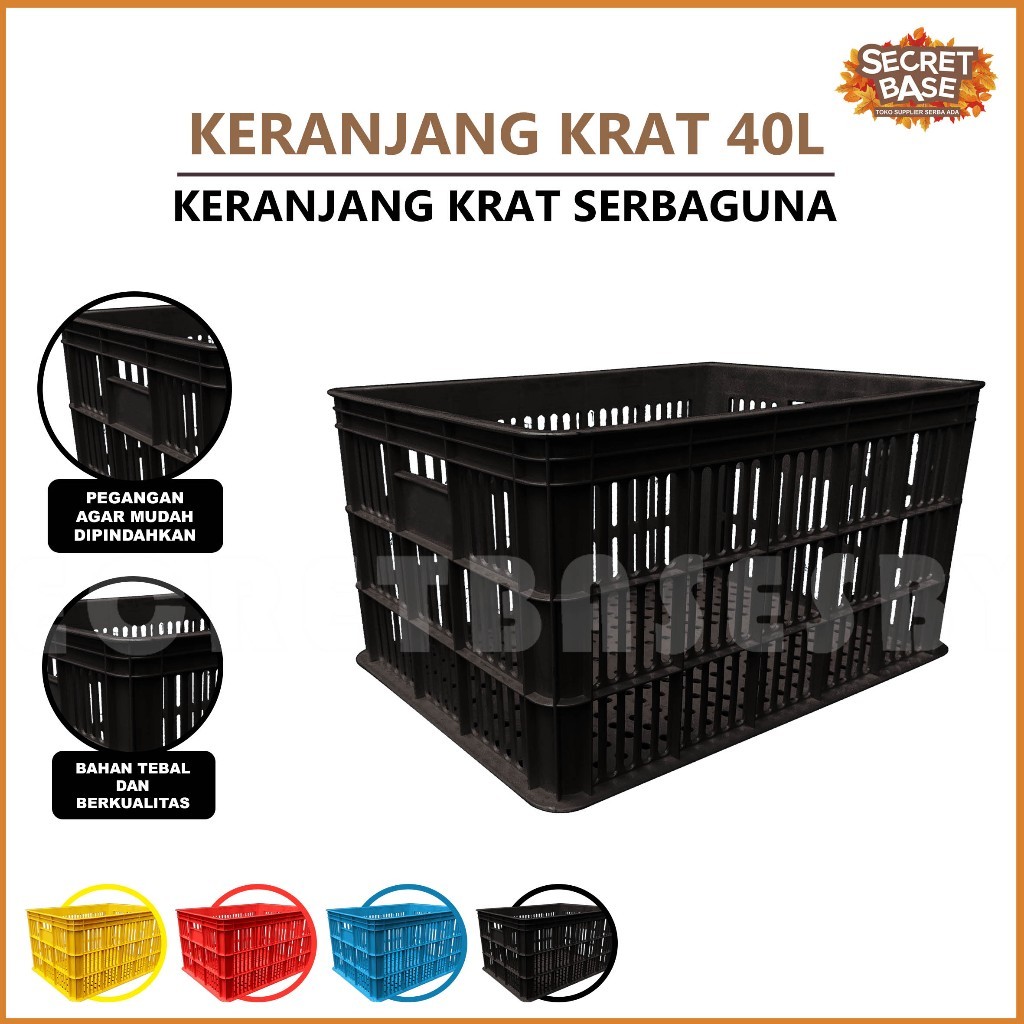 KERANJANG KRAT 40 LITER - Keranjang Krat Piring Buah / Keranjang Pakaian / Piring Serbaguna