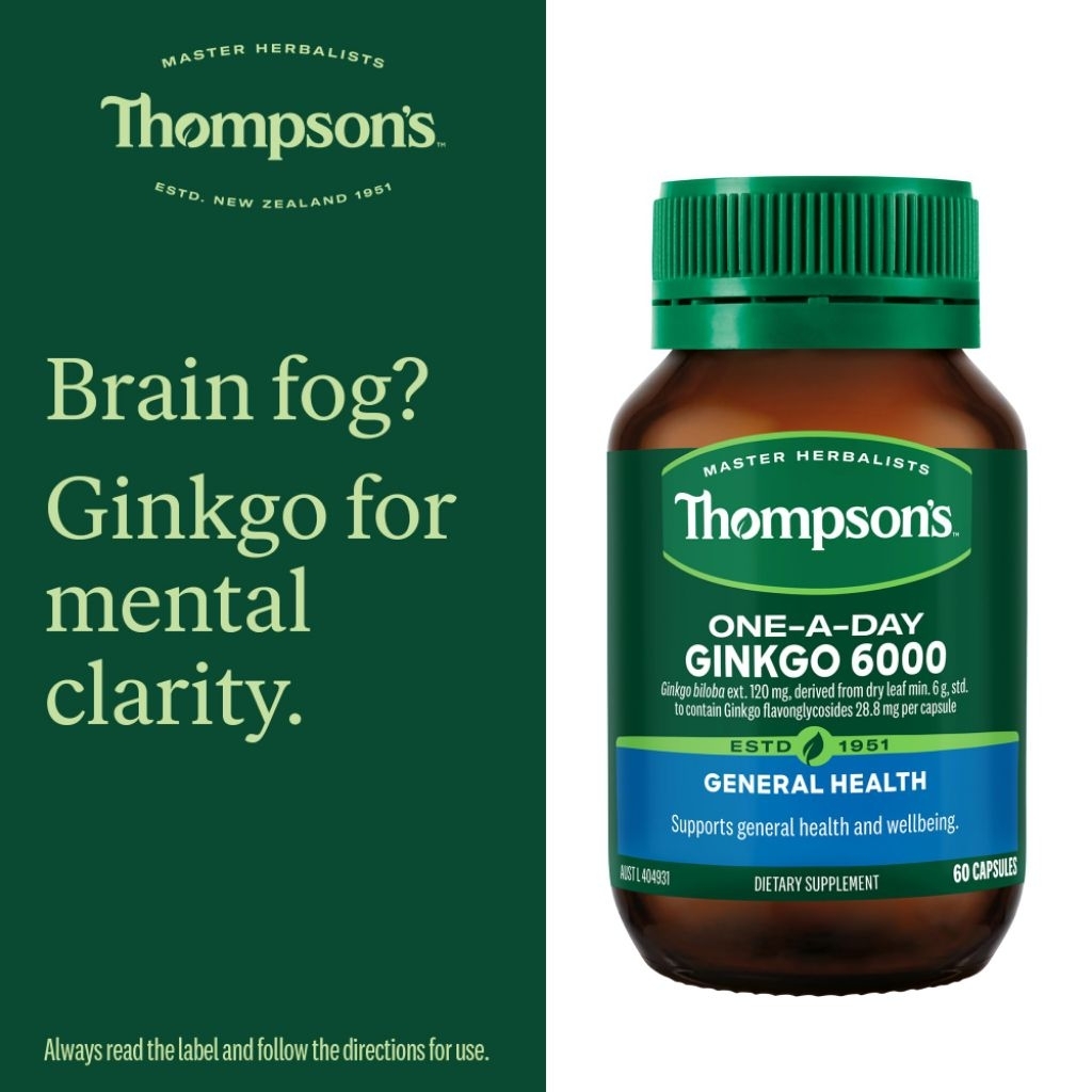 Thompson's Ginkgo Biloba 6000 60 Kapsul. Konsentrasi Daya Ingat dan Sirkulasi darah